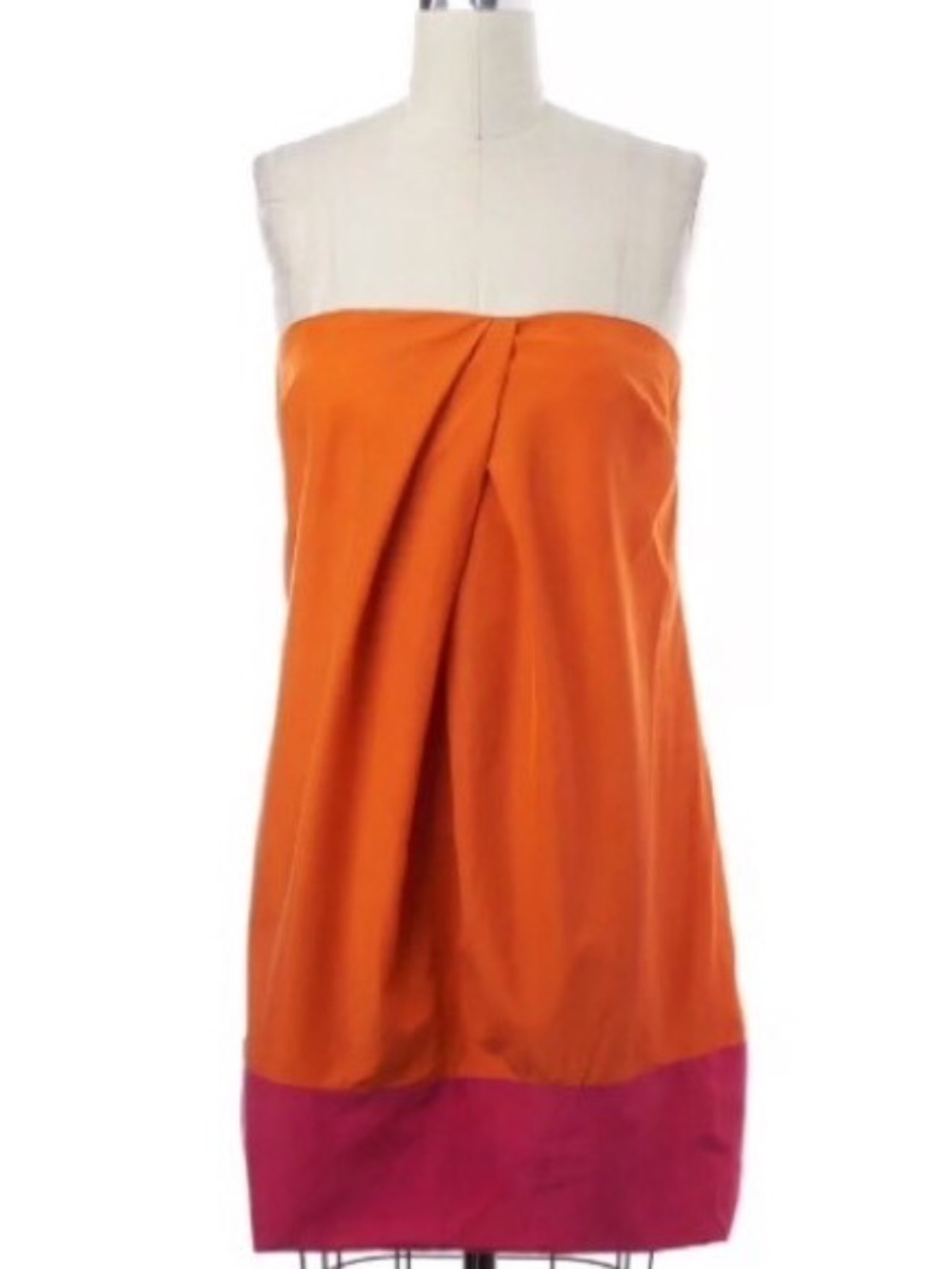 Trina Turk Strapless Colorblock A-Line Dress in Orange and Hot Pink 6